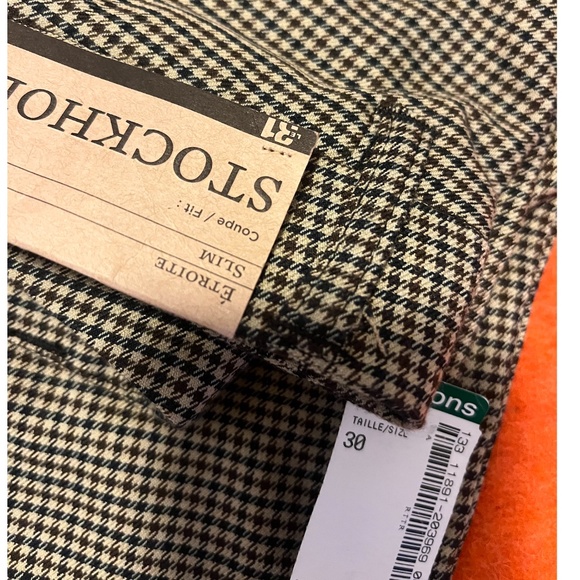 Brown plaid check Stockholm slim fit eco-friendly pants NWT - Picture 5 of 9
